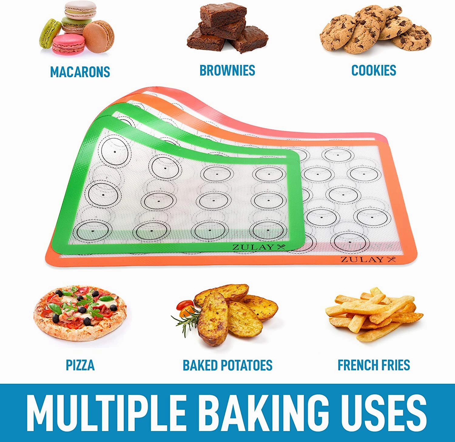 Non-Stick & Reusable Silicone Baking Mats With Pre-printed Template Design (Set of 4)