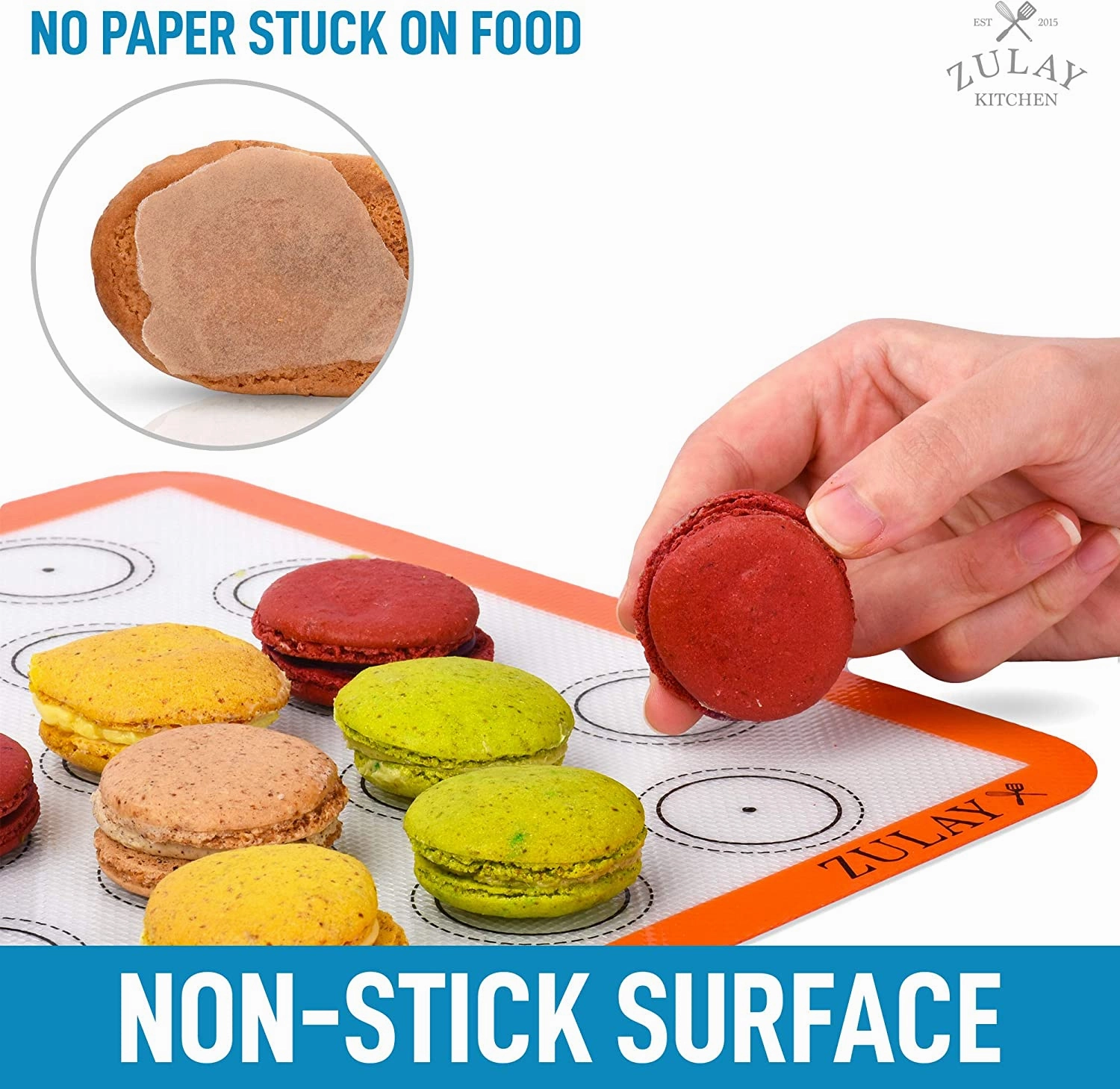 Non-Stick & Reusable Silicone Baking Mats With Pre-printed Template Design (Set of 4)