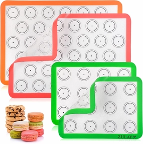 Non-Stick & Reusable Silicone Baking Mats With Pre-printed Template Design (Set of 4) Bakeware online promo