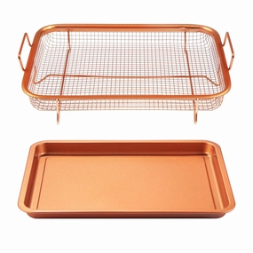 Non-Stick Crisper Tray Set Air Fry Pan Grill Basket Oven Safe Oil Free Cooking Tools & Accessories clearance kits