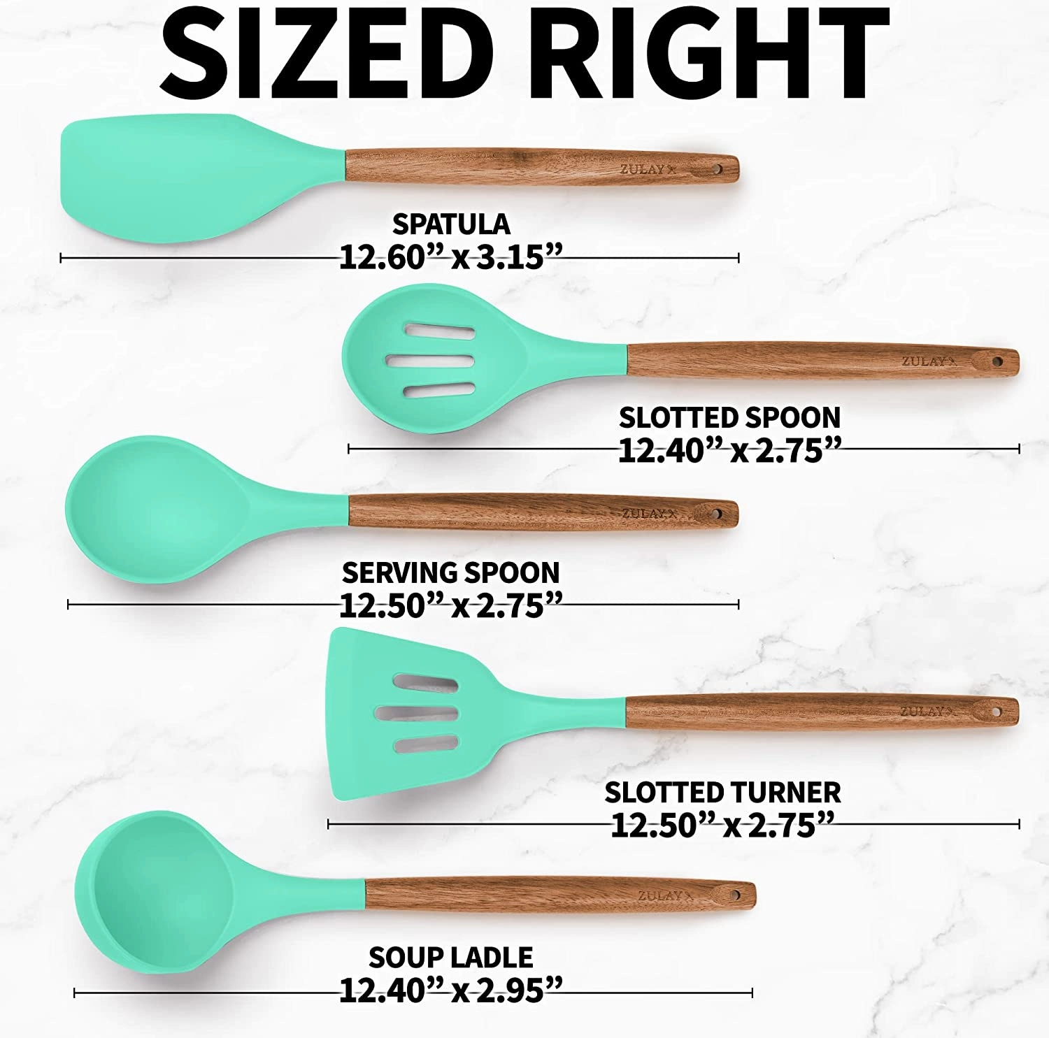 Non-Stick Silicone Cooking Utensils Set with Authentic Acacia Wood Handles 5 Piece