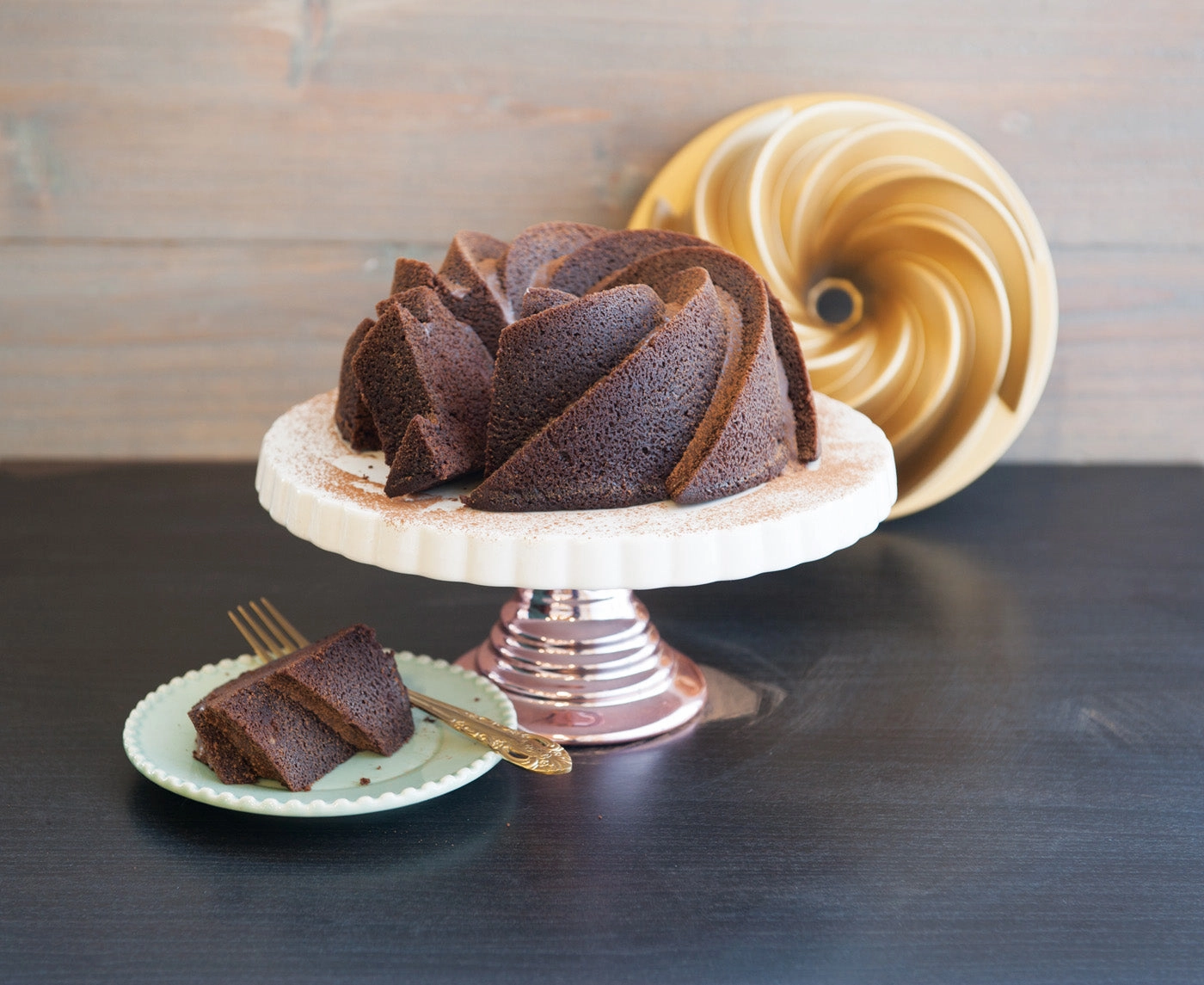 Nordic Ware Cast Aluminum 6  Cup Heritage Bundt Pan, Gold