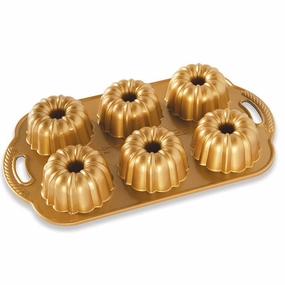 Nordic Ware Cast Aluminum Anniversary Bundtlette Pan, Gold Bakeware online promo