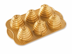 Nordic Ware Cast Aluminum Beehive Cakelets Pan, Gold Bakeware online promo