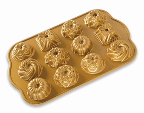 Nordic Ware Cast Aluminum Bundt Charms Pan, 12 Cavity, Gold Bakeware online promo