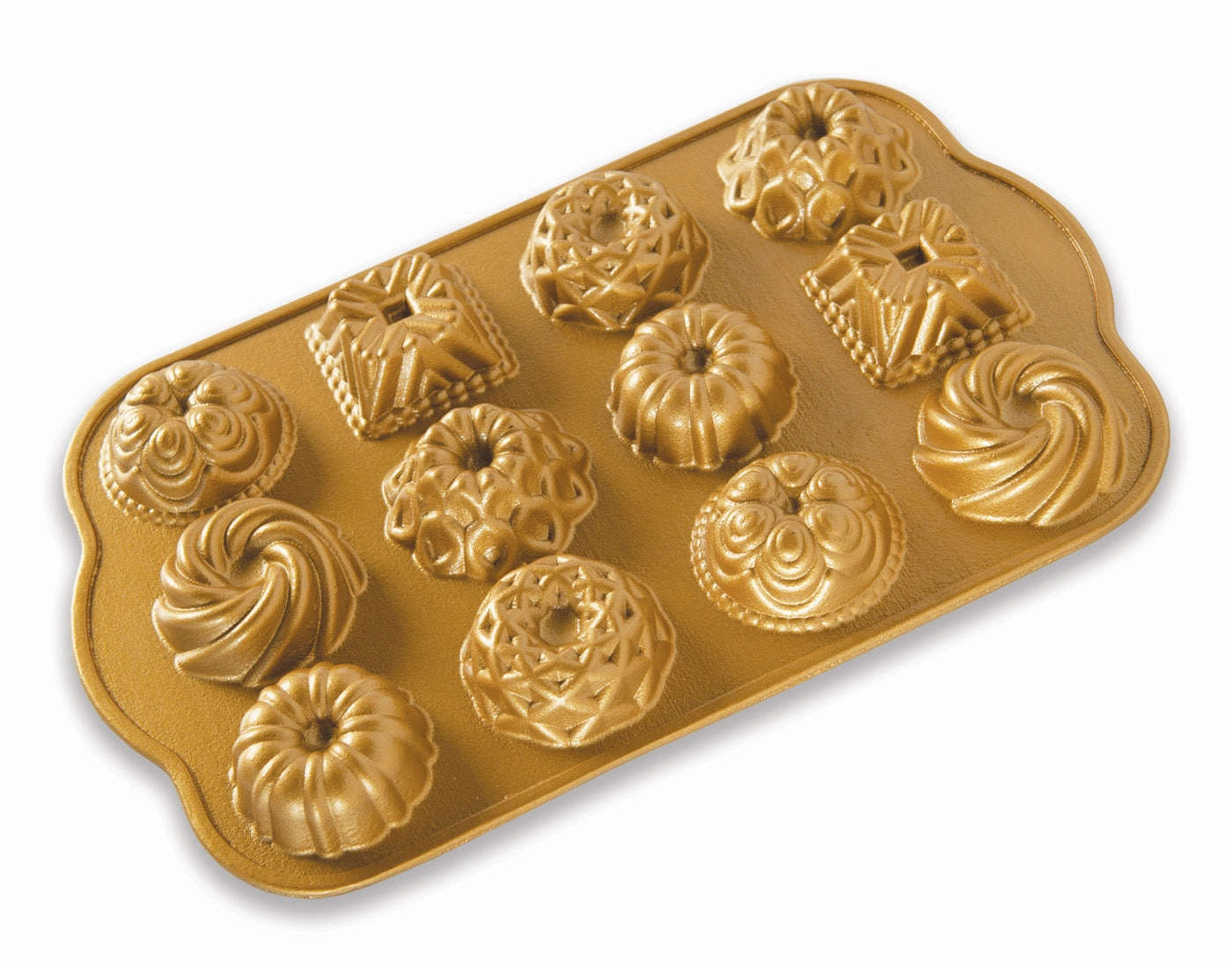 Nordic Ware Cast Aluminum Bundt Charms Pan, 12 Cavity, Gold Bakeware online promo