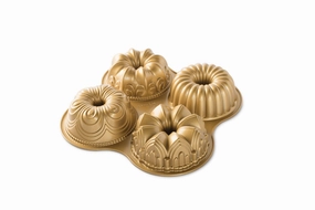 Nordic Ware Cast Aluminum Bundt Quartet Pan, Gold Bakeware online promo