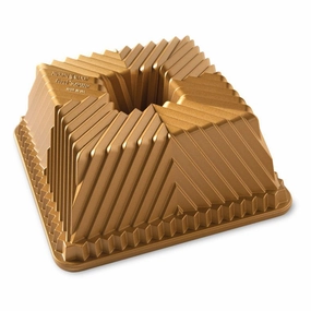 Nordic Ware Cast Aluminum Bundt Squared Pan, Gold Bakeware online promo