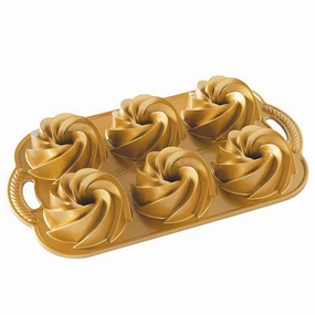 Nordic Ware Cast Aluminum Heritage Bundtlette Cakes, Gold Bakeware online promo