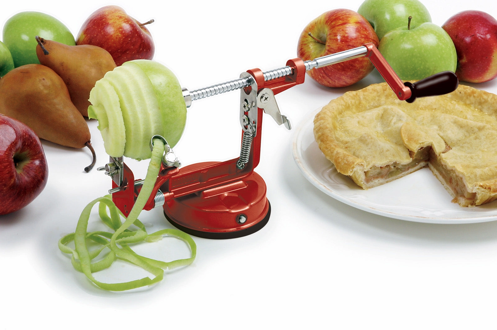 Norpro Apple-Master Parer, Slicer & Corer With Vacuum Base and Clamp for Rough Surfaces, Gray