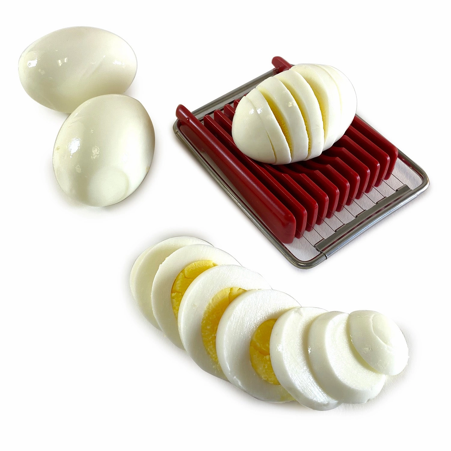 Norpro Dual Sided Flip N' Slice Mushroom, Egg, Cheese, and Butter Slicer, Red