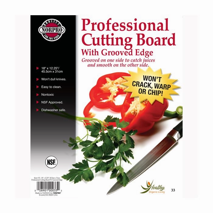 Norpro Professional 12-Inch x 18-Inch Cutting Board with Juice Groove, White