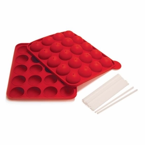 Norpro Silicone Cake Pop Pan with 20 Reusable Sticks, Red Bakeware online promo