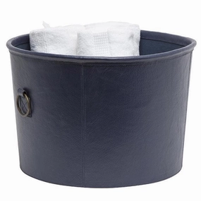 Ogden Full-Grain Leather Basket (Navy) Decorative Baskets clearance deals