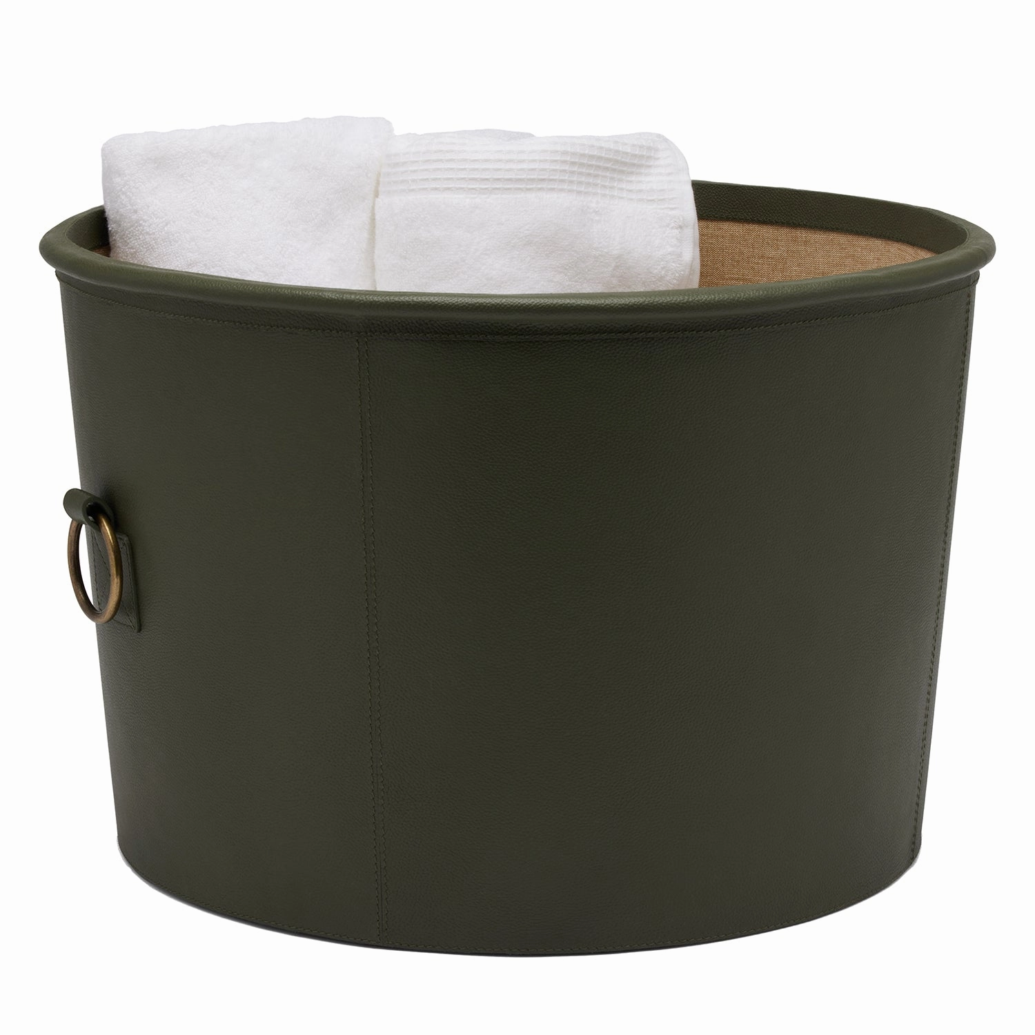 Ogden Full-Grain Leather Large Basket (Forest Green)