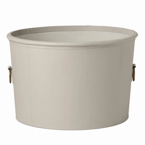 Ogden Full-Grain Leather Large Basket (Light Gray) Decorative Baskets clearance deals