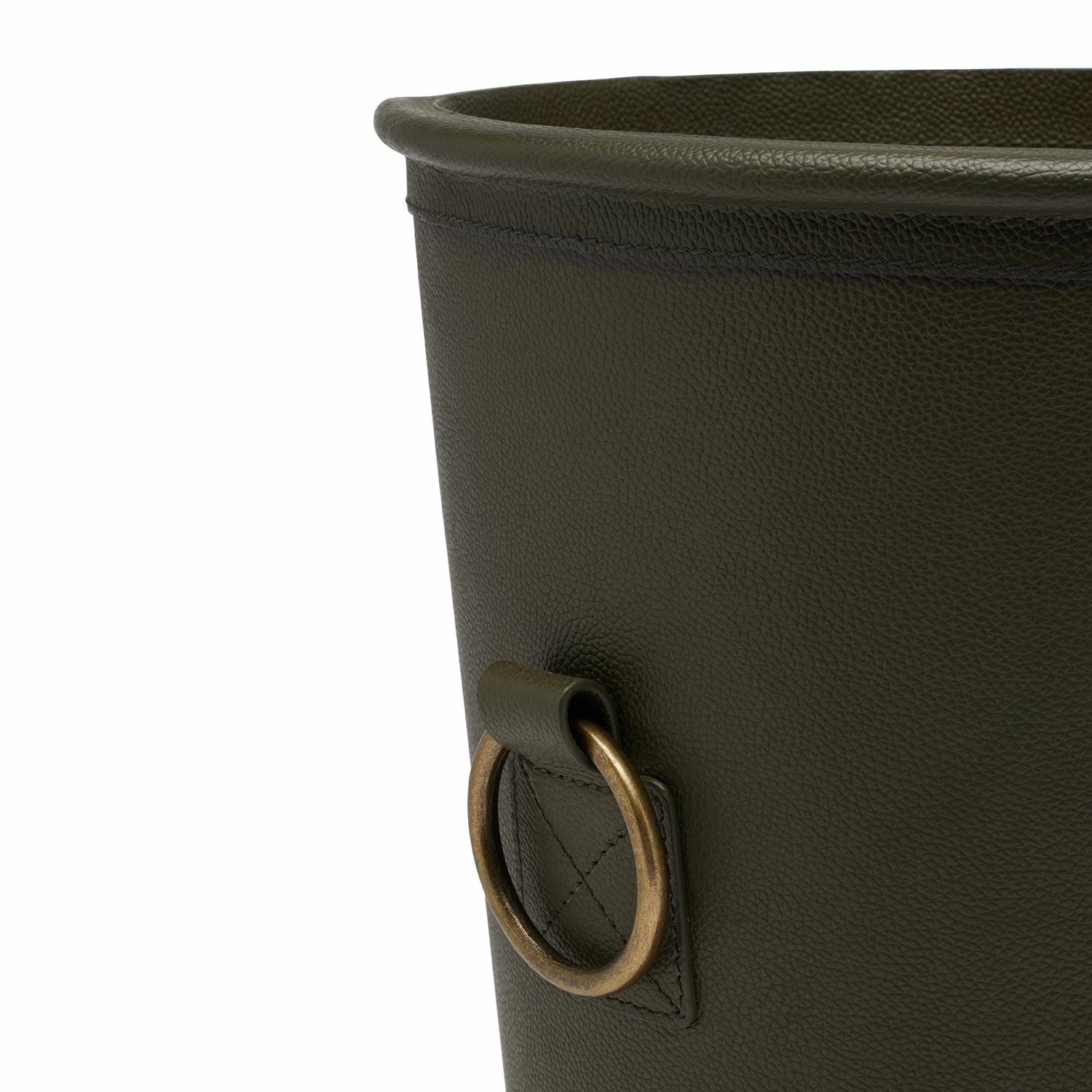 Ogden Full-Grain Leather Wastebasket (Forest Green)