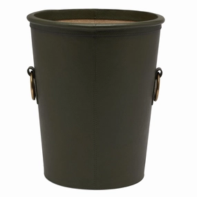 Ogden Full-Grain Leather Wastebasket (Forest Green) Decorative Baskets clearance deals