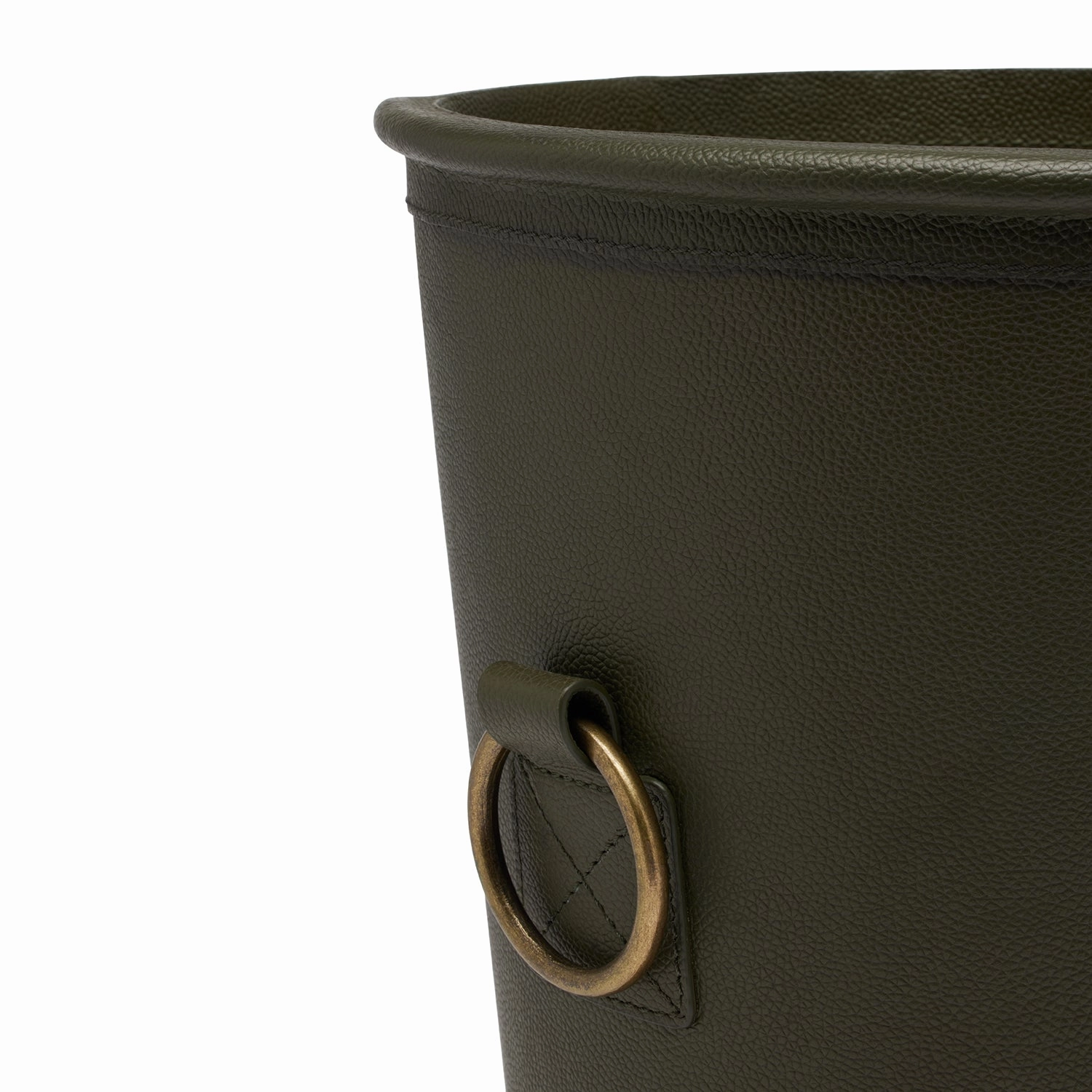 Ogden Full-Grain Leather Wastebasket (Forest Green)