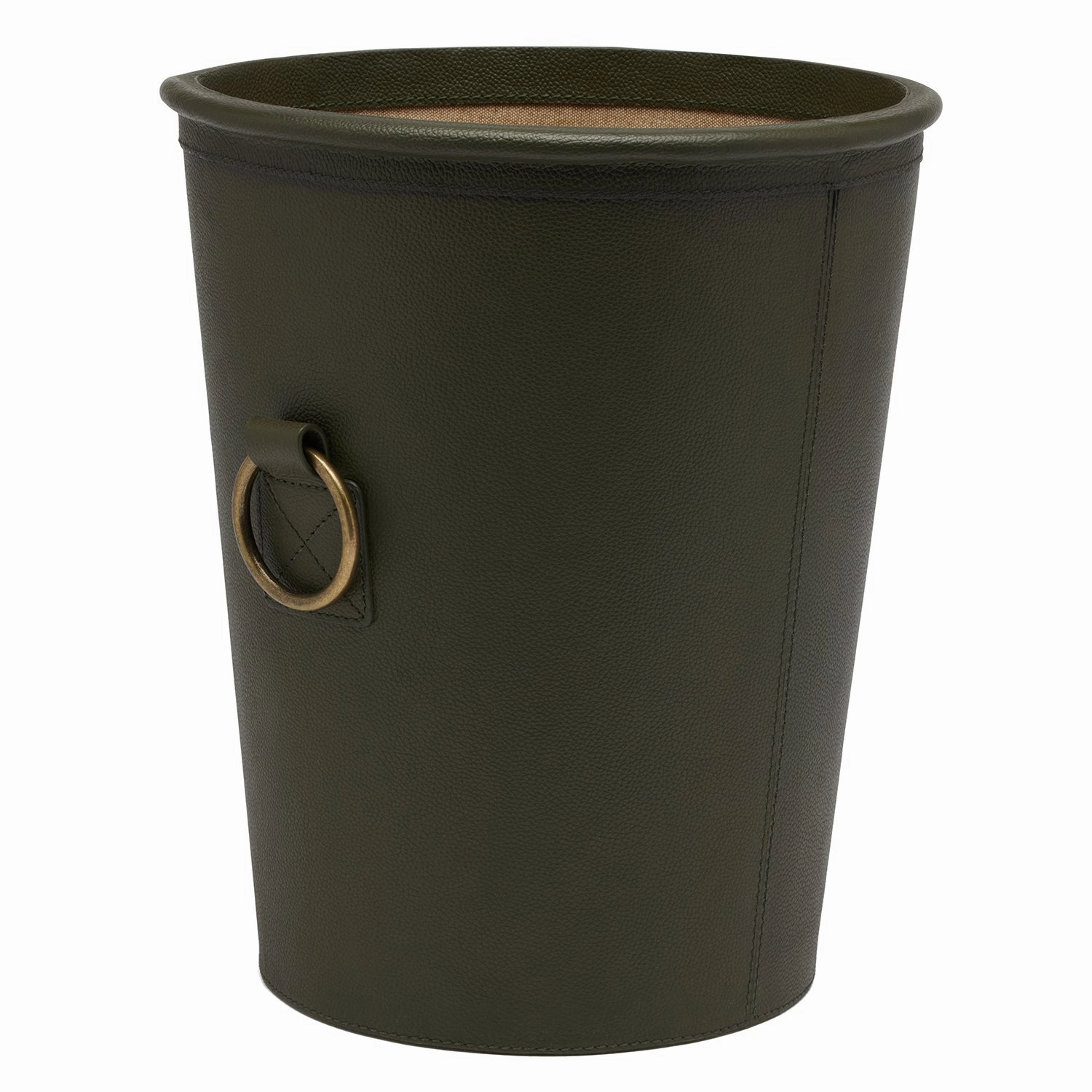 Ogden Full-Grain Leather Wastebasket (Forest Green)