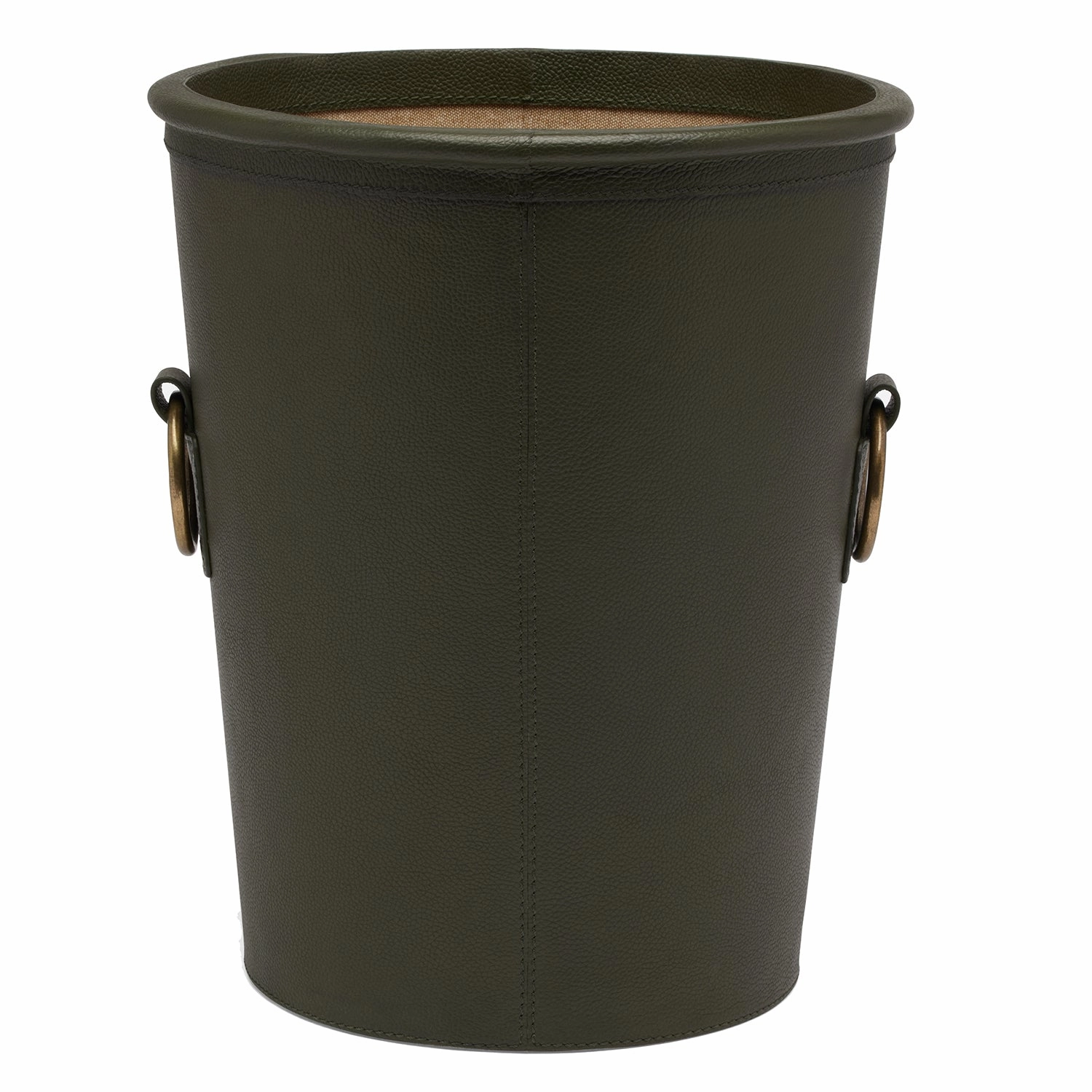 Ogden Full-Grain Leather Wastebasket (Forest Green) Decorative Baskets clearance deals