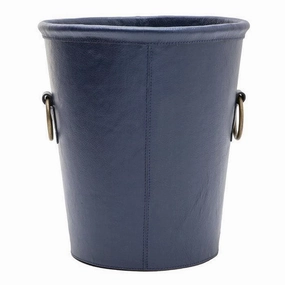 Ogden Navy Leather Round Wastebasket Home Decor Office Organization Convenient shopping