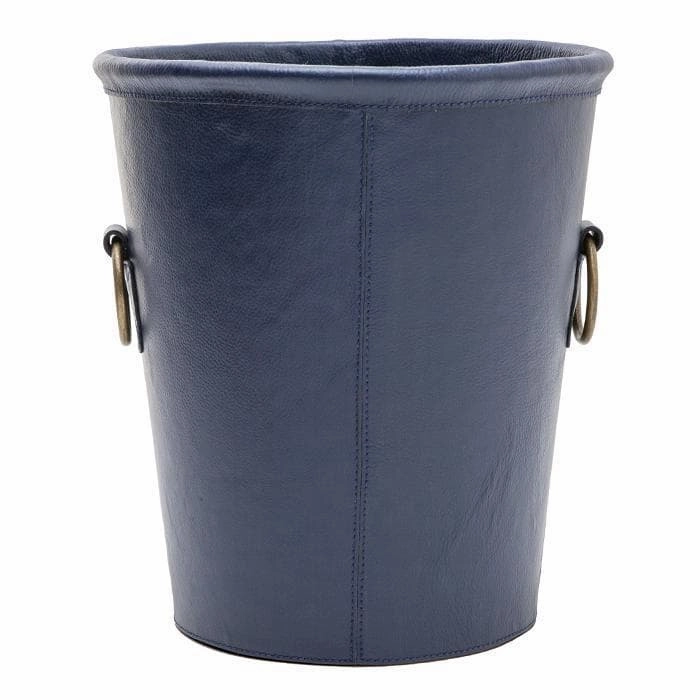 Ogden Navy Leather Round Wastebasket Home Decor Office Organization Convenient shopping