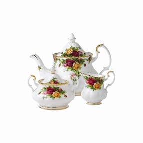 Old Country Roses Teapot, Sugar, Creamer, 3 Piece Set Dinnerware bulk buy offers