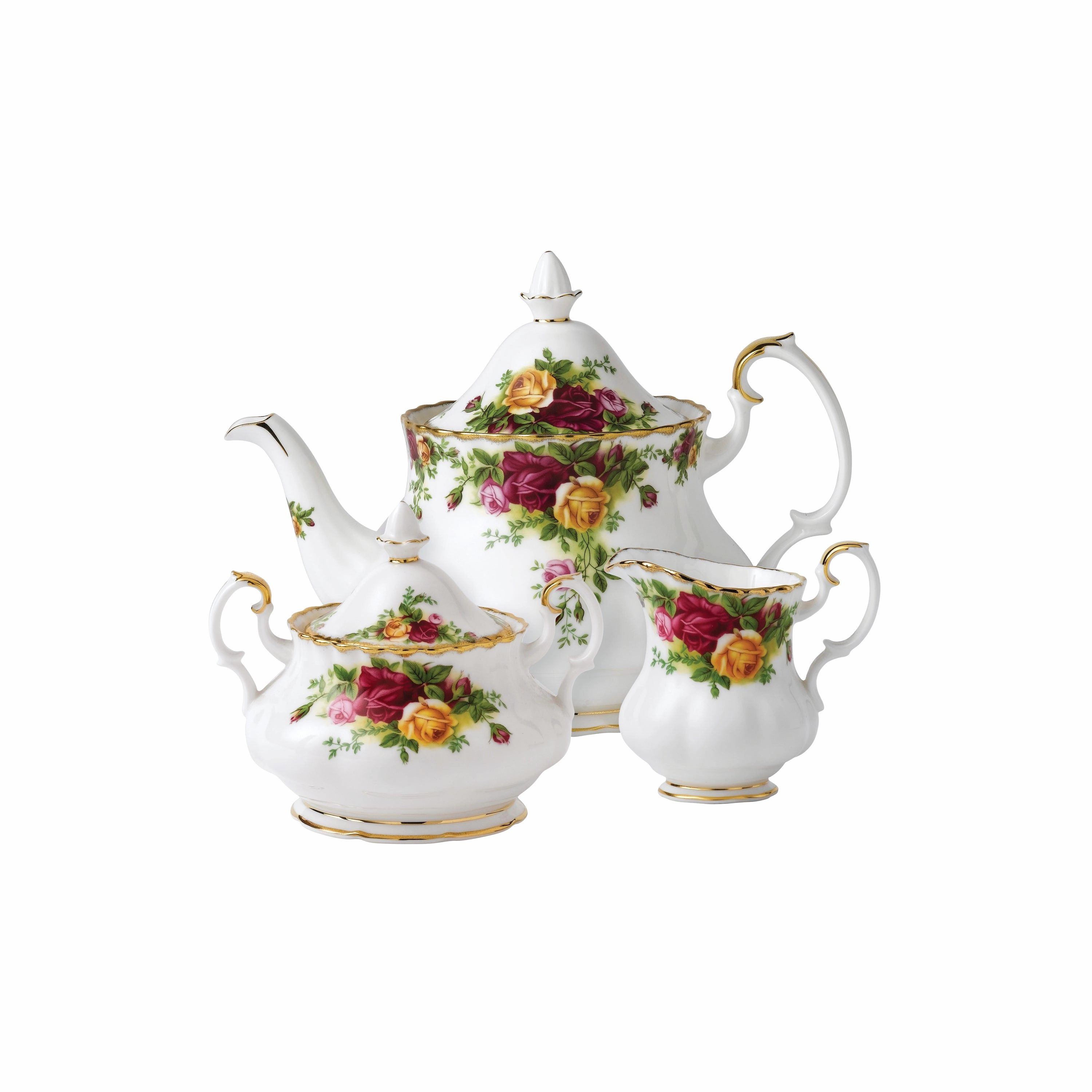 Old Country Roses Teapot, Sugar, Creamer, 3 Piece Set Dinnerware bulk buy offers