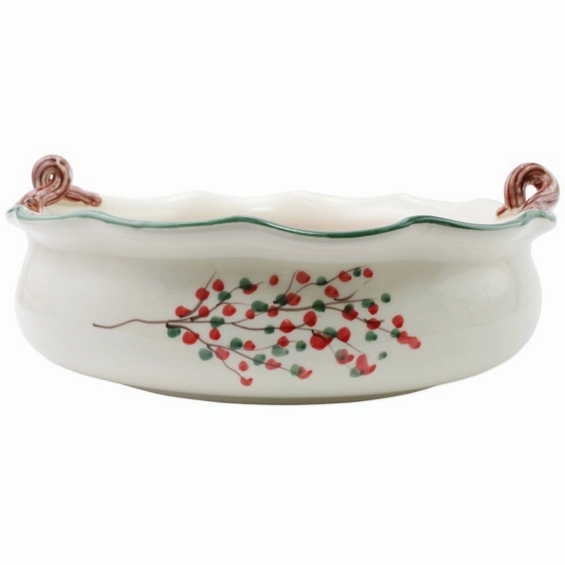 Old St. Nick Handled Scallop Large Bowl w/ Fireplace