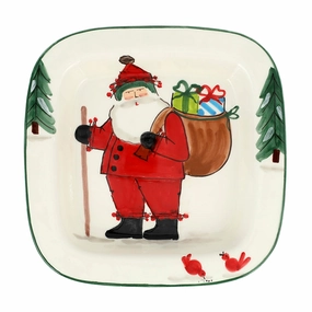 Old St. Nick Small Rimmed Square Platter with Gifts Serveware deals online
