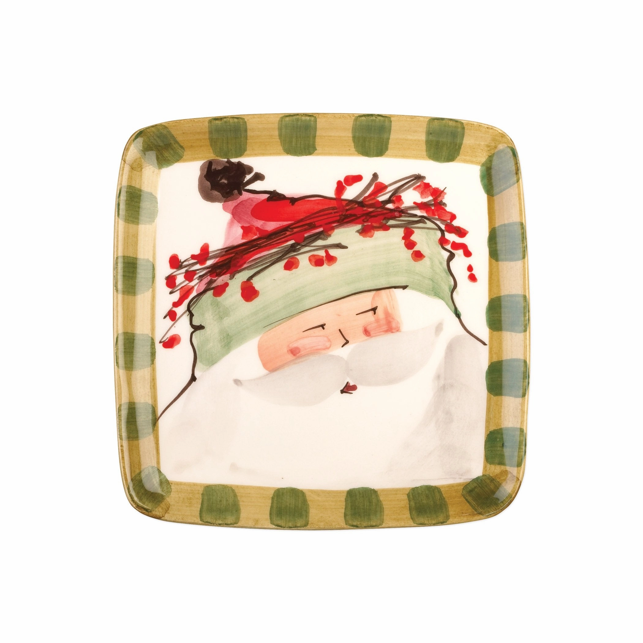 Old St. Nick Square Salad Plate - Green Hat Dinnerware clearance deals