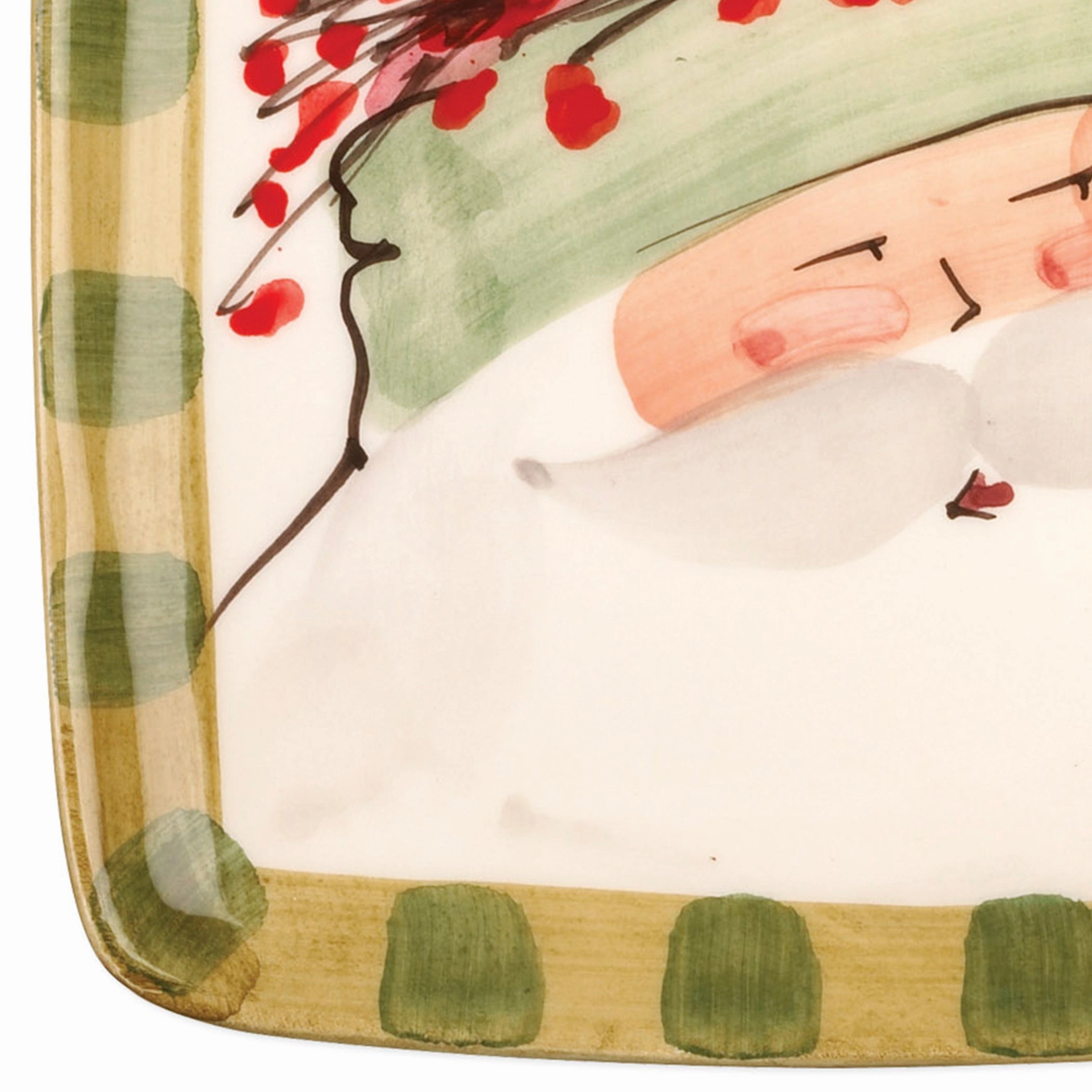 Old St. Nick Square Salad Plate - Green Hat