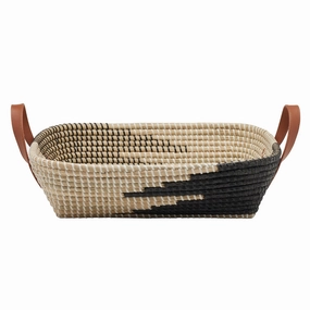 Olinda Black/Natural Seagrass Storage Basket Set/2 Decorative Baskets clearance deals