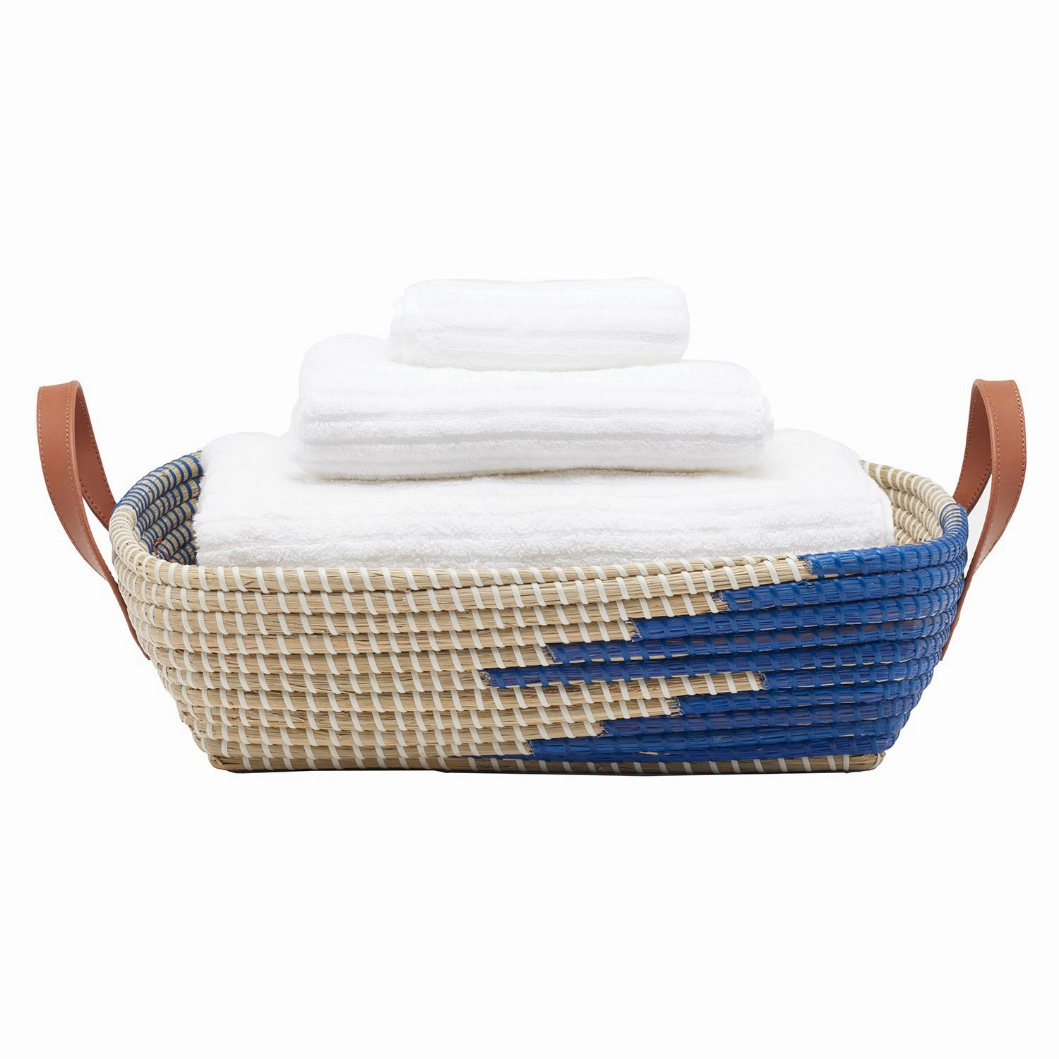 Olinda Dark Blue/Natural Seagrass Storage Basket Set/2 Decorative Baskets clearance deals