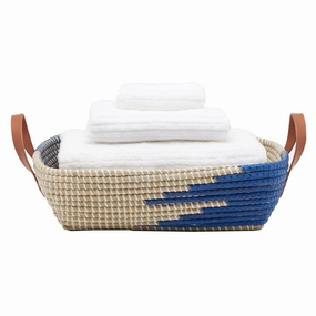 Olinda Dark Blue/Natural Seagrass Storage Basket Set/2 Decorative Baskets clearance deals