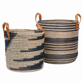 Olinda Natural Seagrass Nesting Baskets (Set/2) (Dark Blue) Decorative Baskets clearance deals