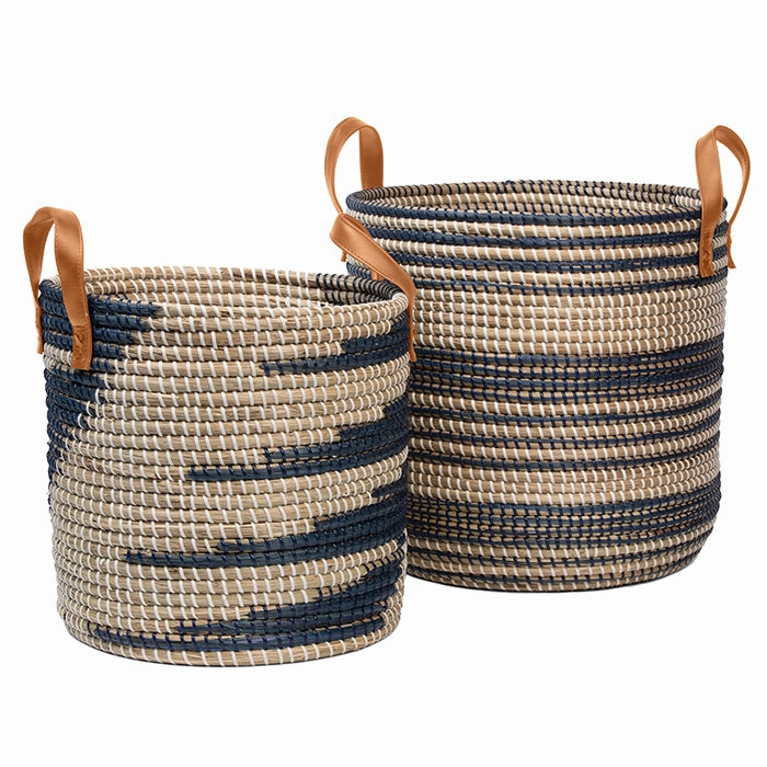 Olinda Natural Seagrass Nesting Baskets (Set/2) (Dark Blue) Decorative Baskets clearance deals