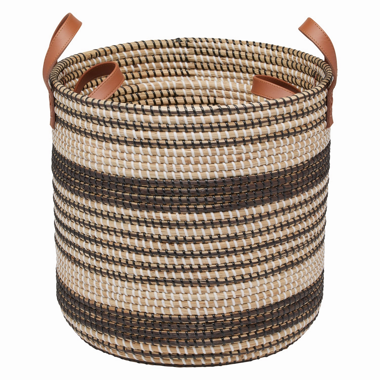 Olinda Natural Seagrass Nesting Baskets Set/2 (Black/Natural)