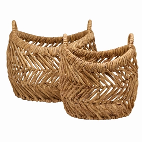 Olivia Natural Water Hyacinth Nested Baskets Set of 2 Decorative Baskets clearance deals
