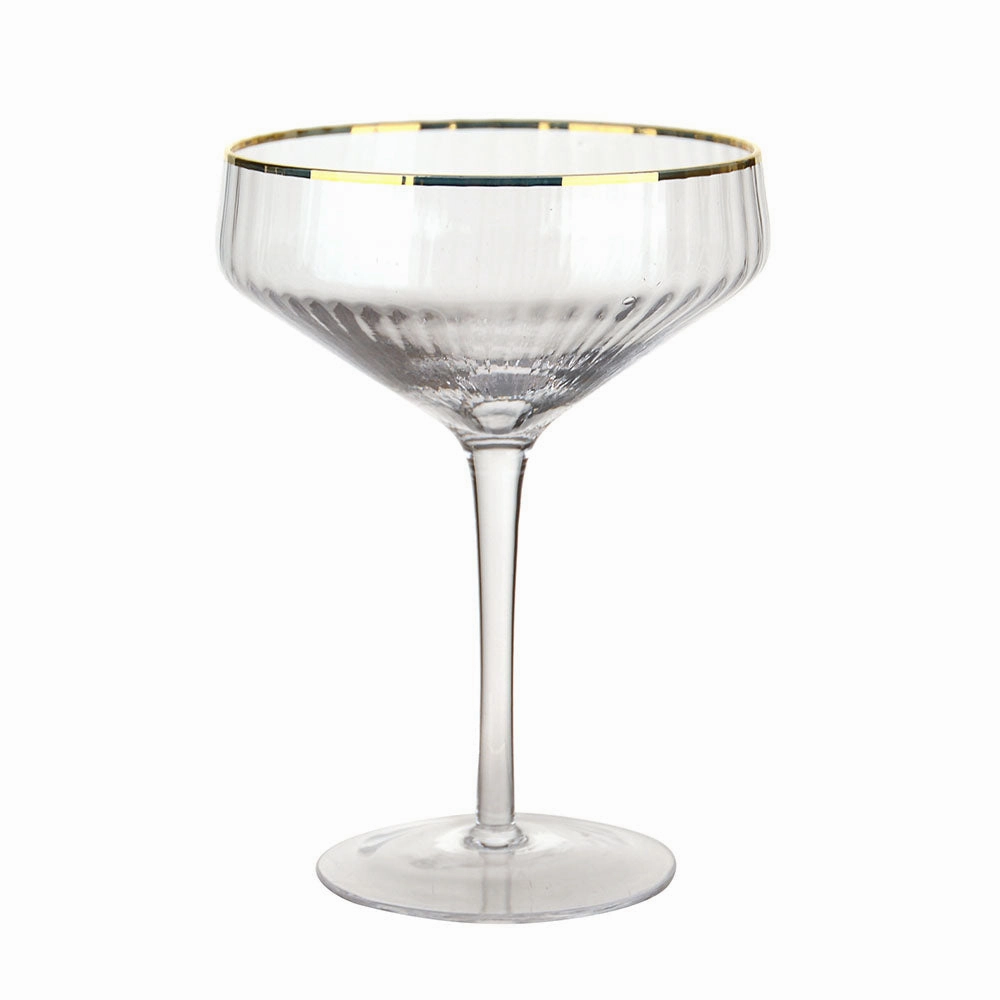 Optic Coupe Glass with Gold Rim Drinkware Bar Essentials