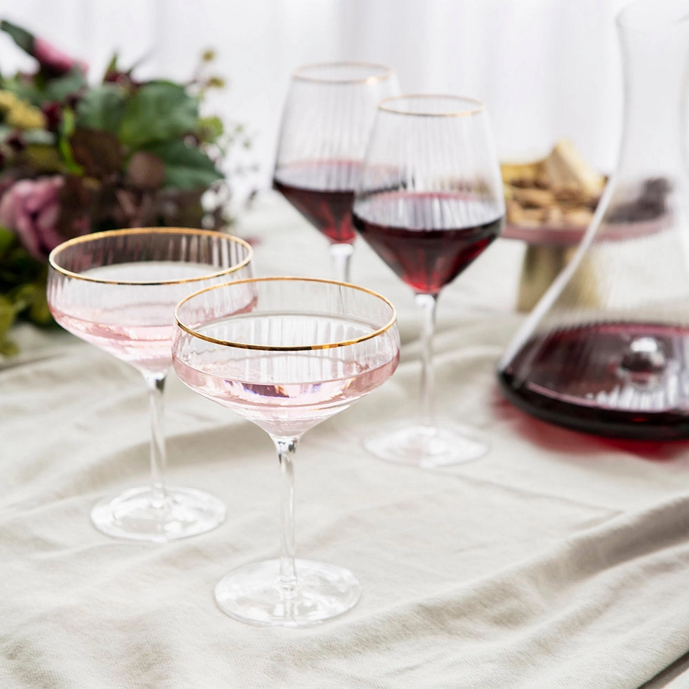 Optic Coupe Glass with Gold Rim Glassware clearance picks