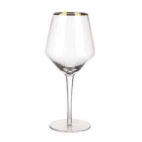 Optic Wine Glass with Gold Rim Drinkware Bar Essentials