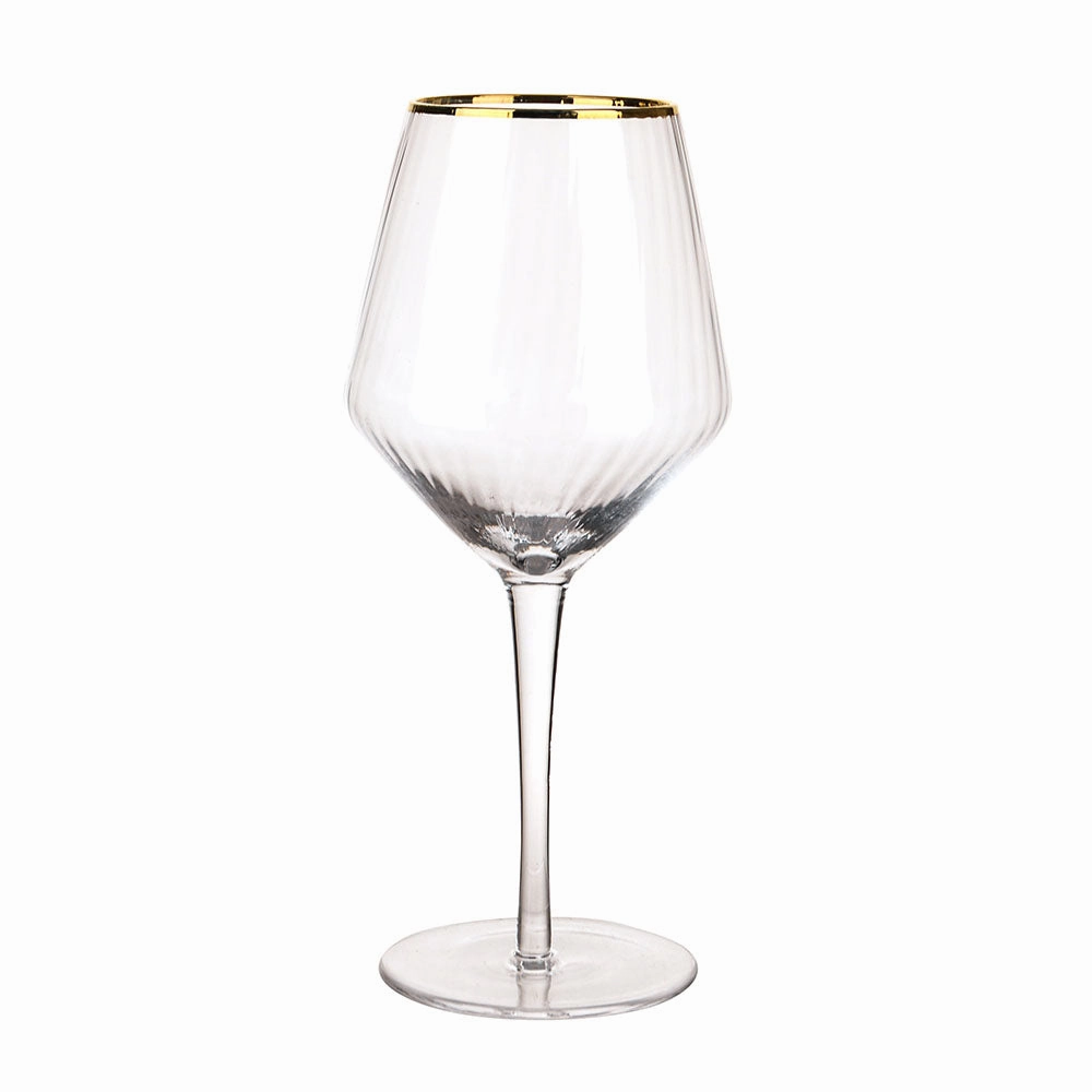 Optic Wine Glass with Gold Rim Drinkware Bar Essentials