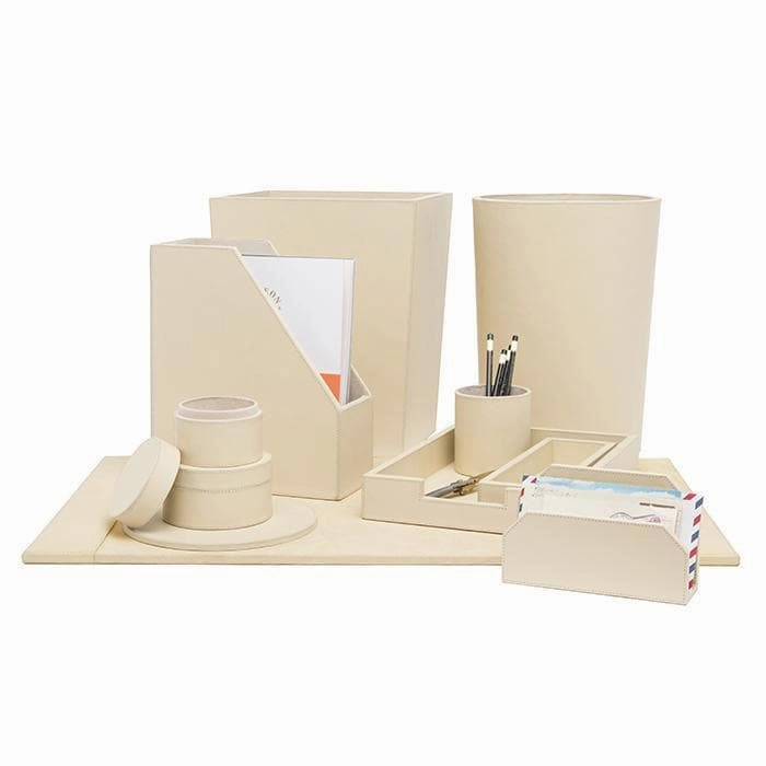 Orsett Cream Leather Office Accessory Set/4