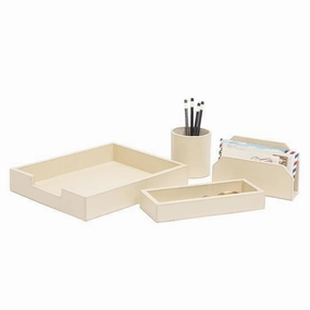 Orsett Cream Leather Office Accessory Set/4 Home Decor Office Organization Convenient shopping