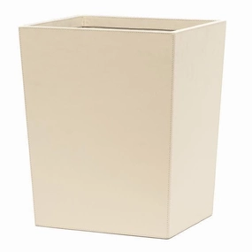 Orsett Cream Leather Rectangle Wastebasket Home Decor Office Organization Convenient shopping