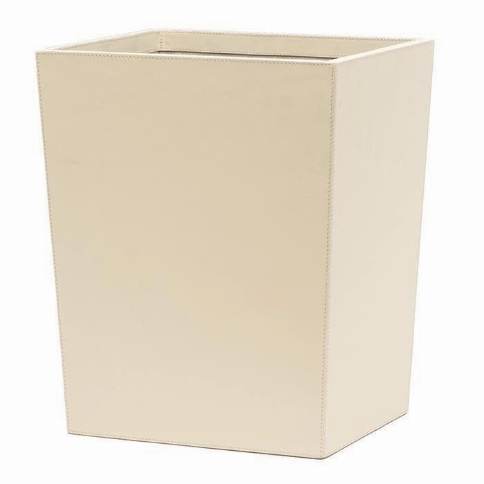 Orsett Cream Leather Rectangle Wastebasket Home Decor Office Organization Convenient shopping