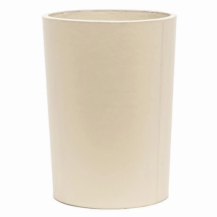 Orsett Cream Leather Round Wastebasket Home Decor Office Organization Convenient shopping
