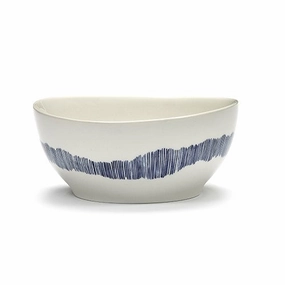 Ottolenghi Set of 4 small bowls, D16, White And Blue Serving Bowls Entertaining Set